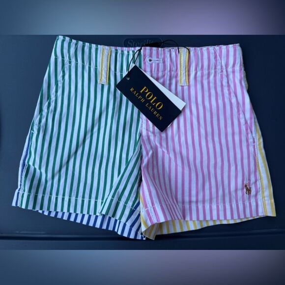 POLO RALPH LAUREN Fun Shirt Cotton Striped Shorts Girls Size 4 Multicolor - Picture 13 of 17
